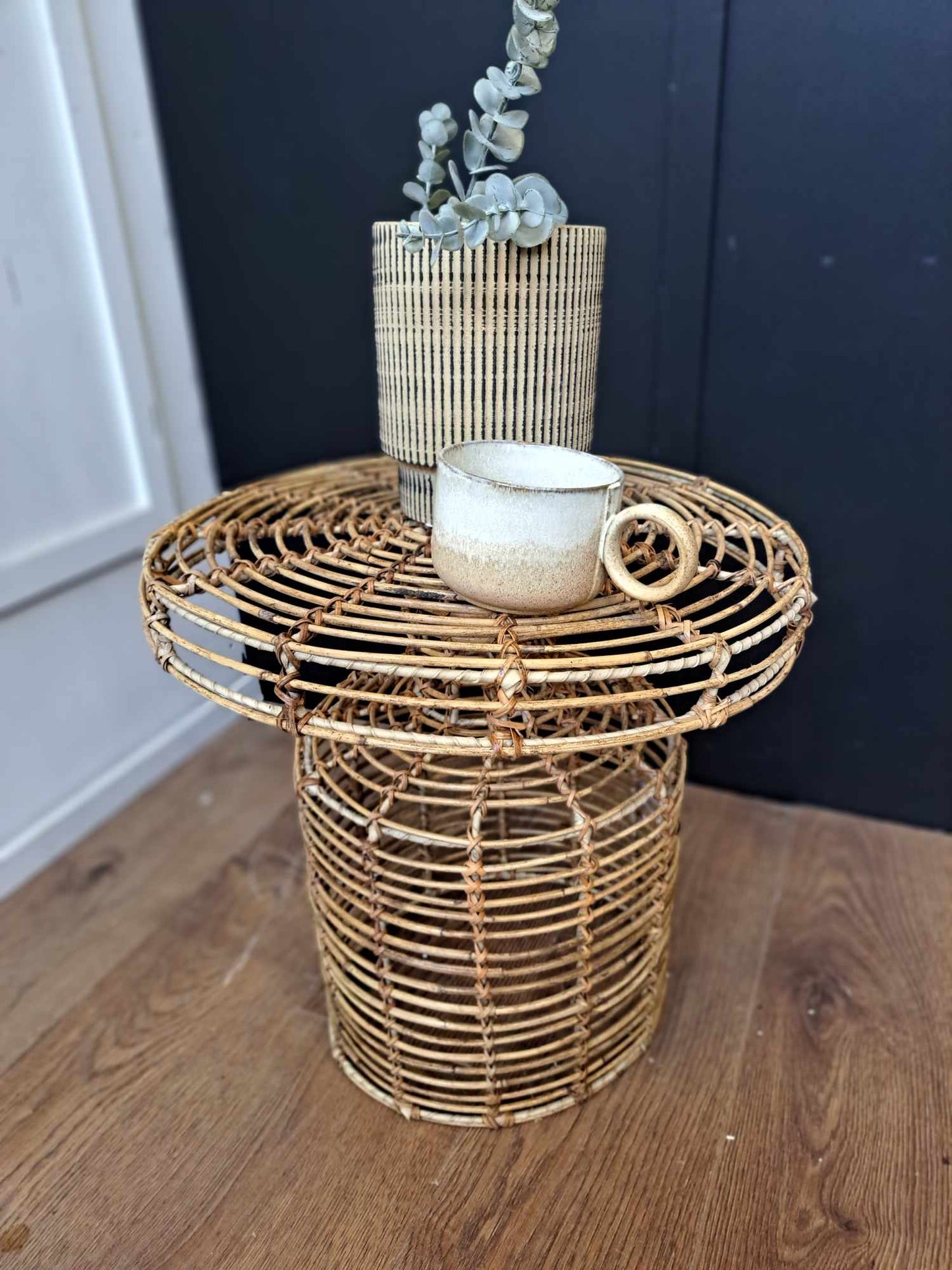 Round Rattan Side Table