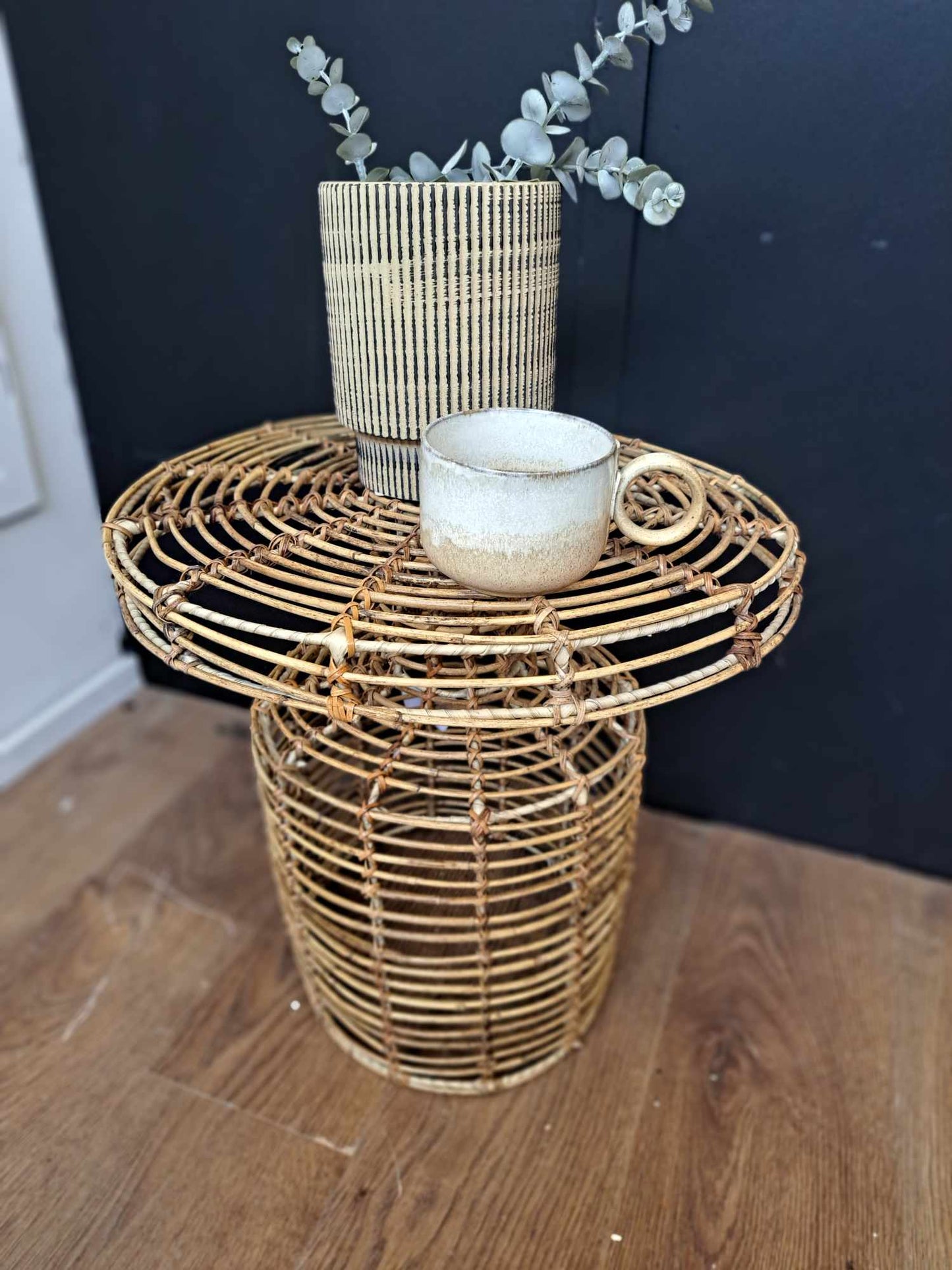 Round Rattan Side Table