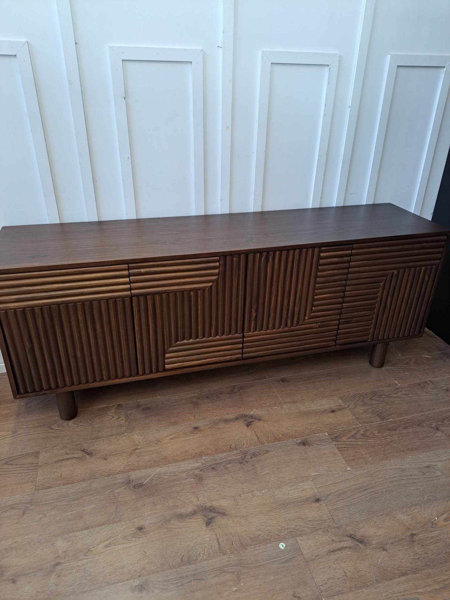 Dark Solid Wood 4-Door Sideboard Grooved front / La Redoute Sevan RRP £1250