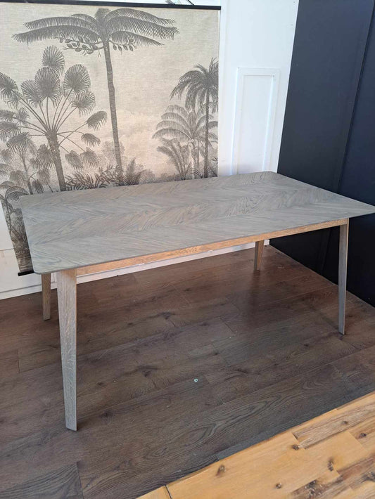 Grey Herringbone Top Dining Table