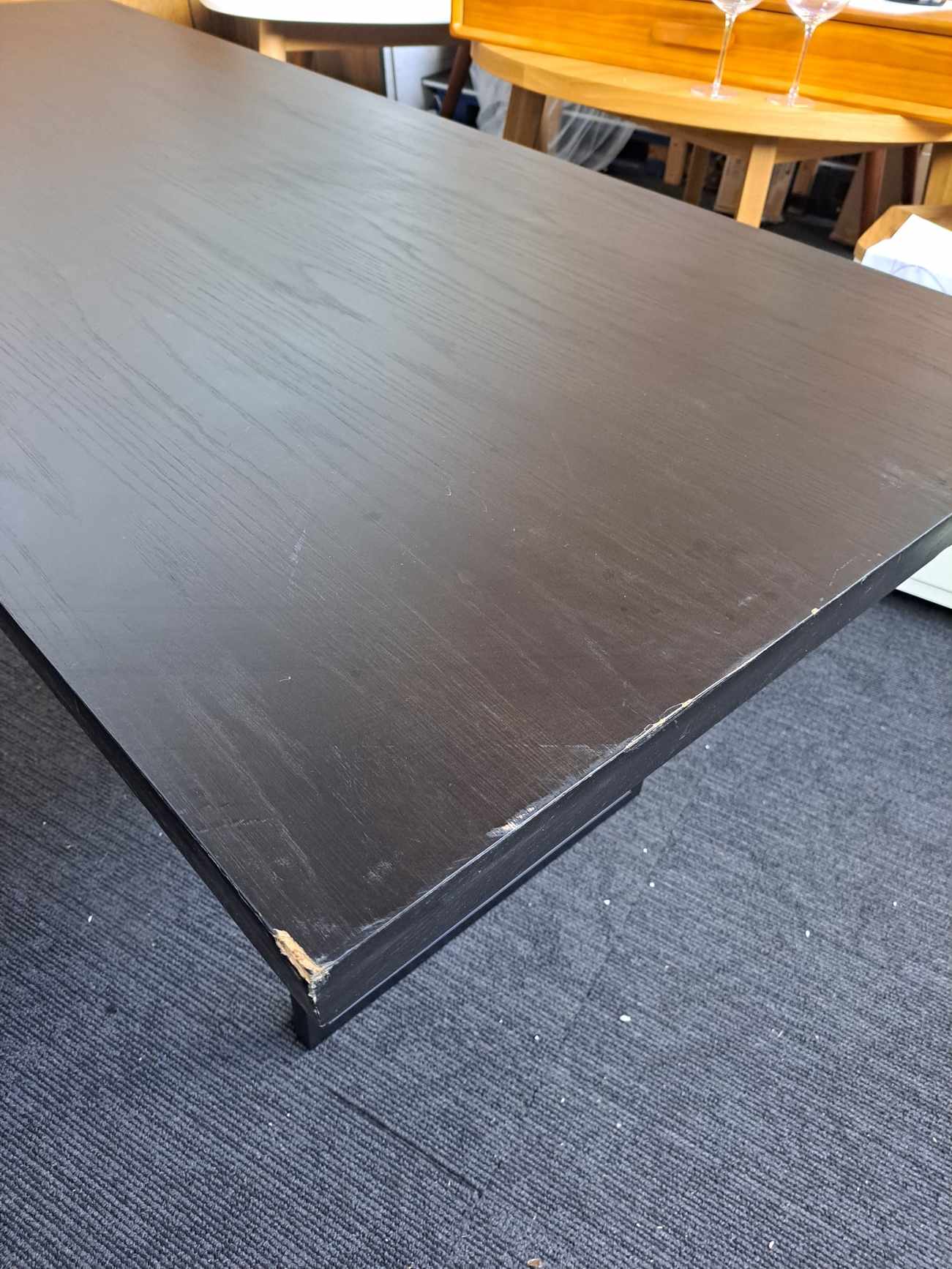 Large Dining Table  / Black Wood and Black Metal 8 Seater