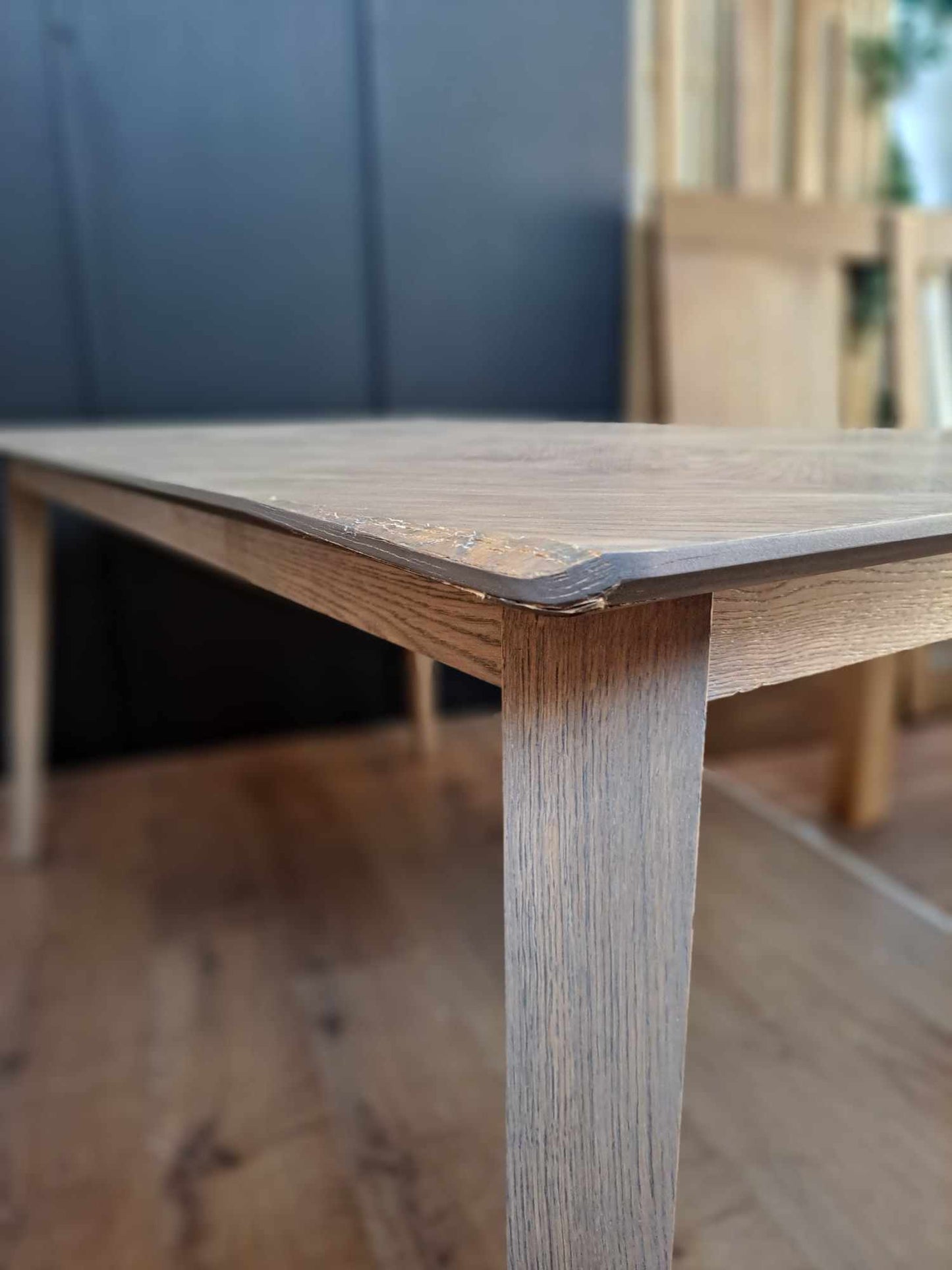 Grey Herringbone Top Dining Table