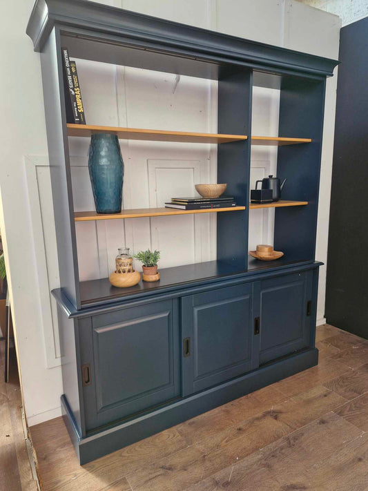 Large Cabinet Dresser Charcoal Grey Blue and Wood / La Redoute Poiret RRP £1199