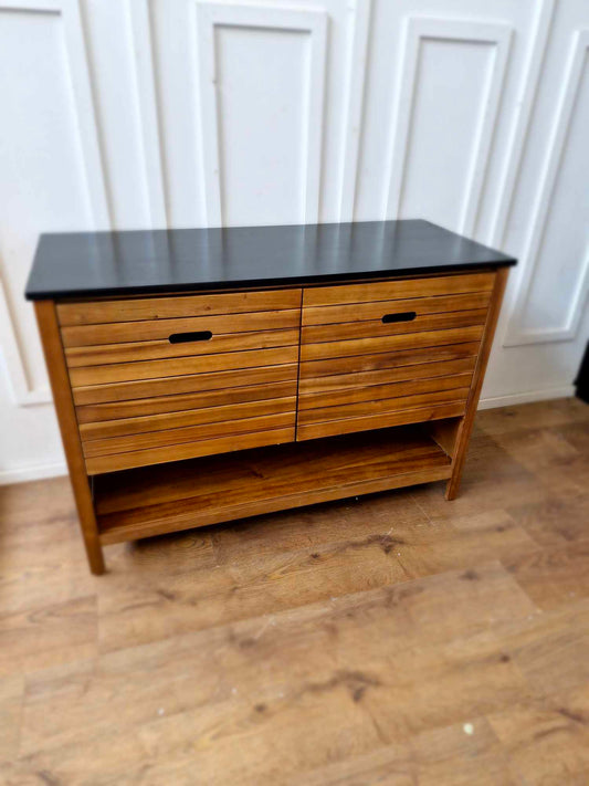 Acacia and Black Wood Bathroom Vanity Unit / La Redoute Saturne RRP £450