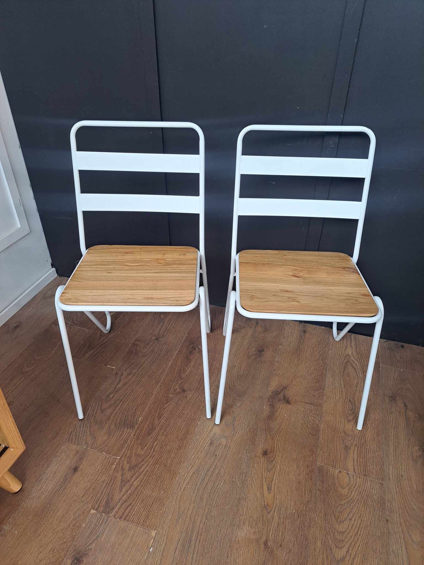 Industrial Style Dining Chair / White Metal and  Elm Wood / La Redoute Loft