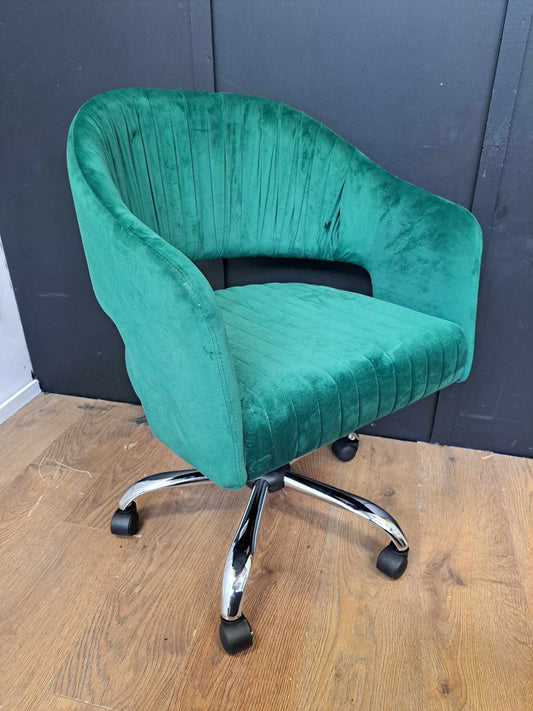 Green Velvet Swivel Office Chair EX DISPLAY