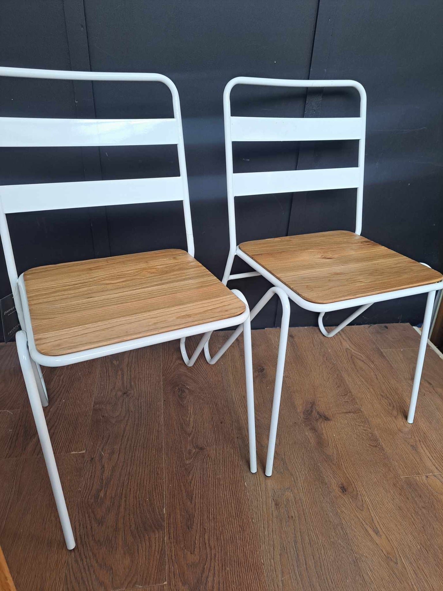 Industrial Style Dining Chair / White Metal and  Elm Wood / La Redoute Loft