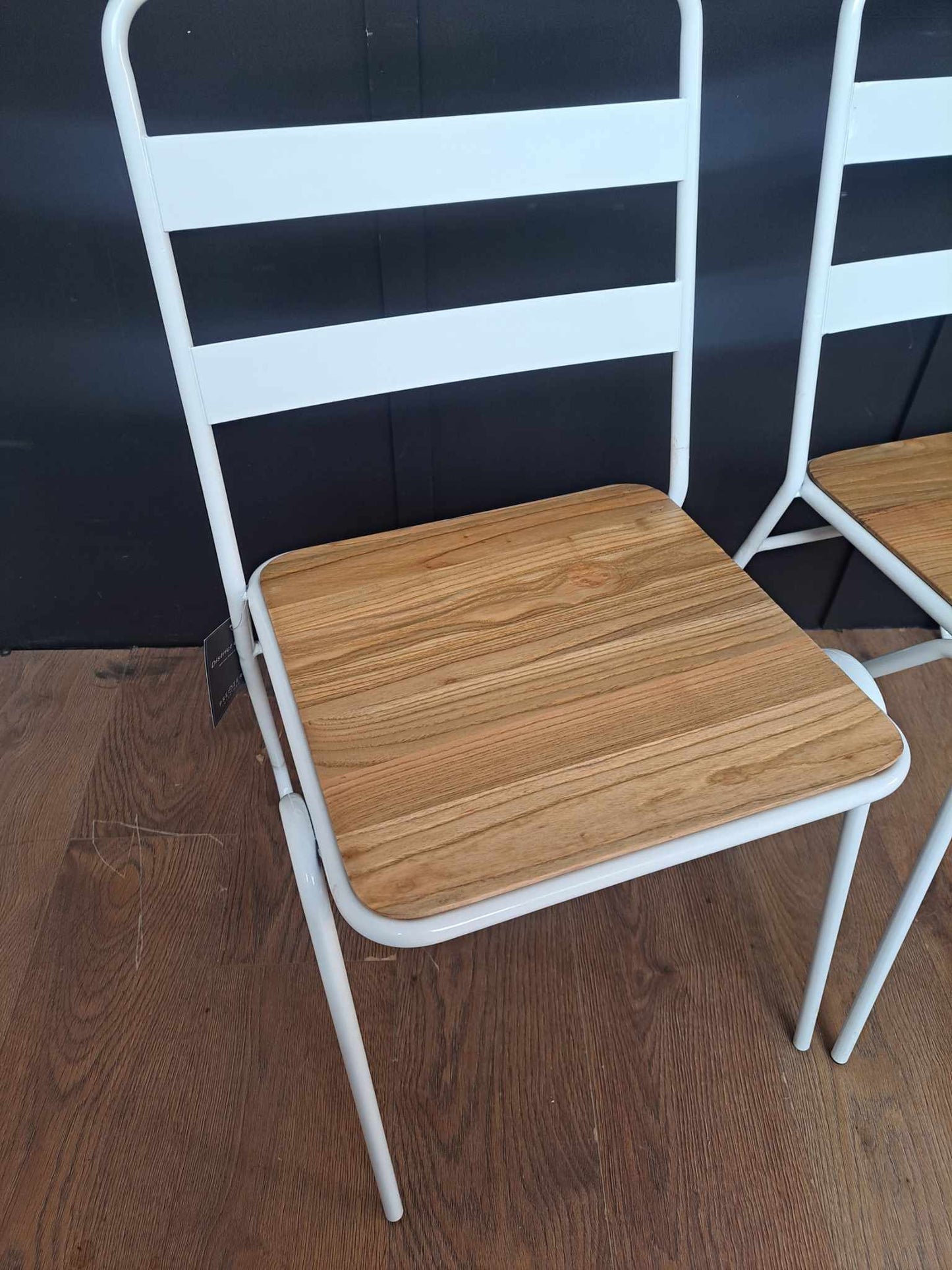 Industrial Style Dining Chair / White Metal and  Elm Wood / La Redoute Loft