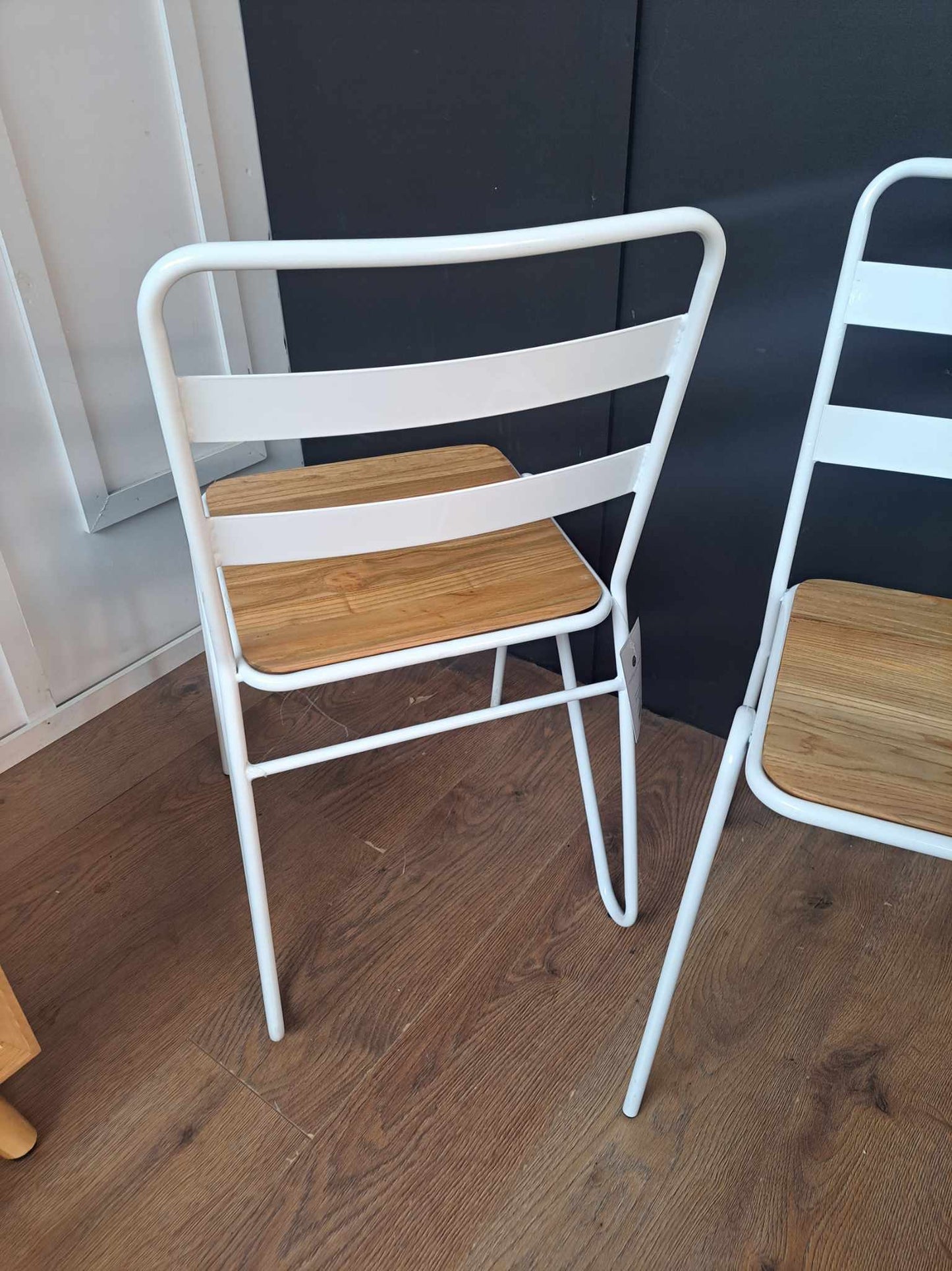 Industrial Style Dining Chair / White Metal and  Elm Wood / La Redoute Loft