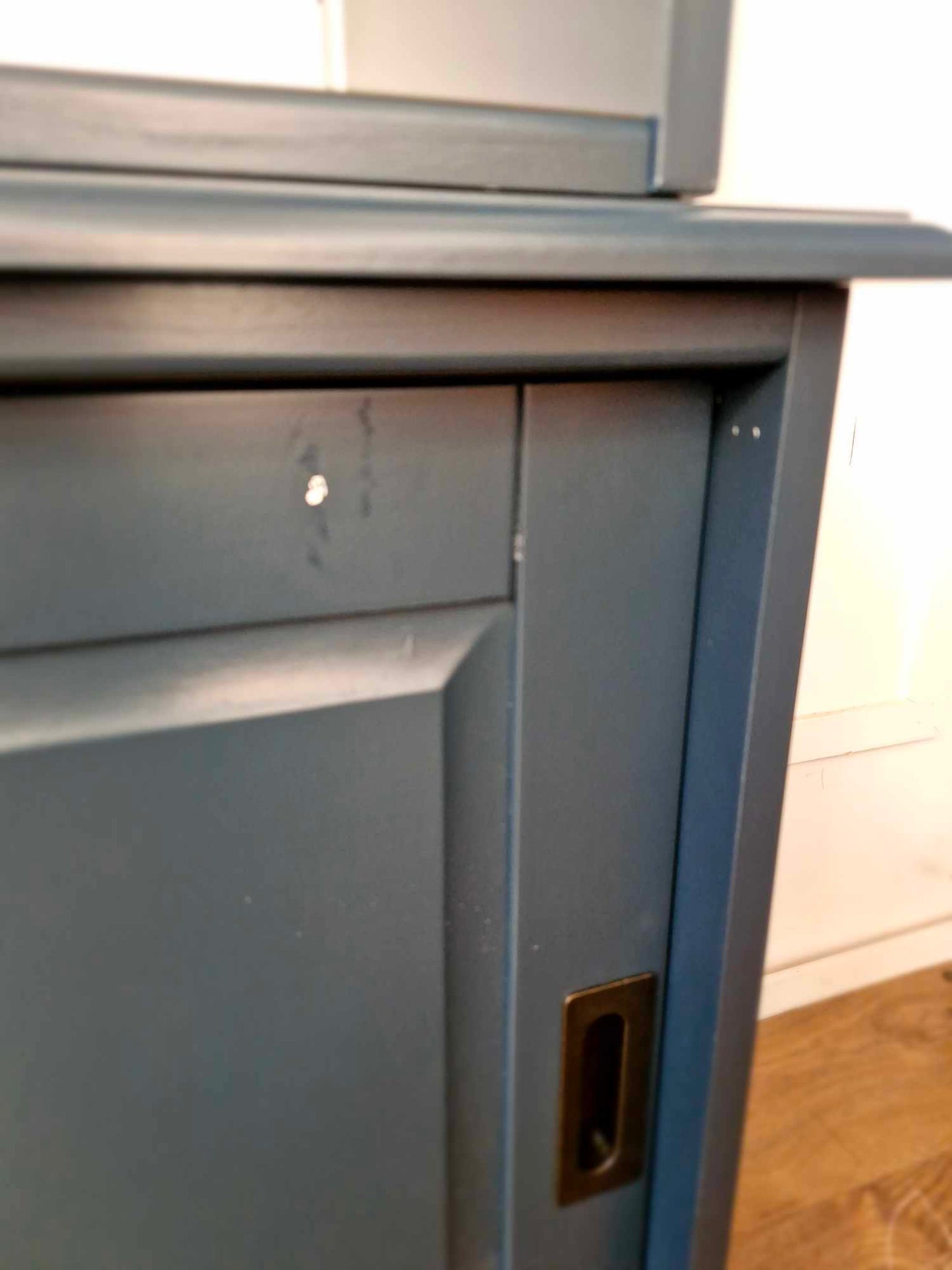 Large Cabinet Dresser Charcoal Grey Blue and Wood / La Redoute Poiret RRP £1199