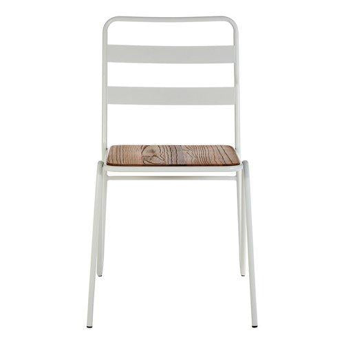 Industrial Style Dining Chair / White Metal and  Elm Wood / La Redoute Loft