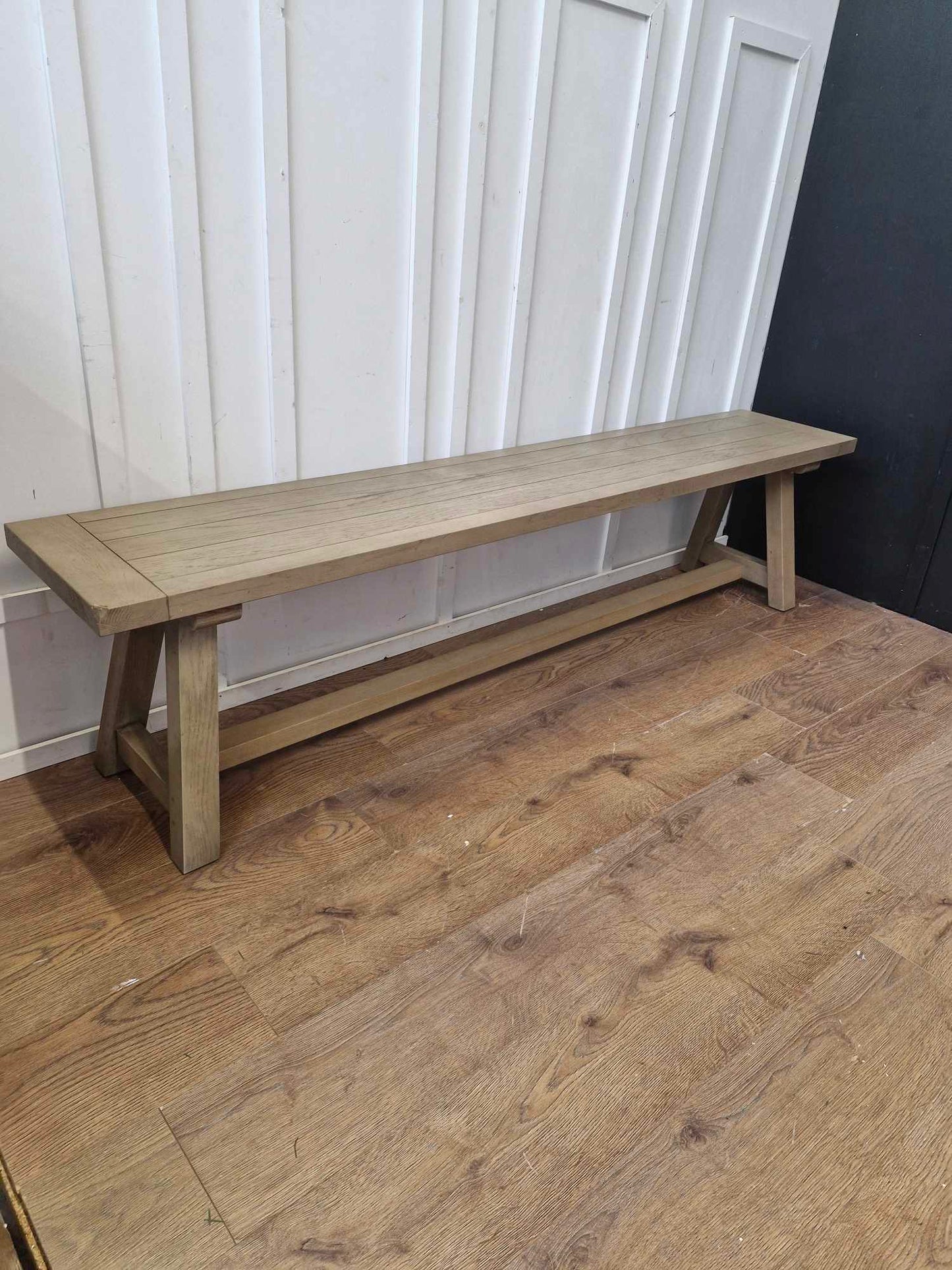 Extra Large Dining Bench Grey Washed Solid Oak, Cushion and Courier deposit