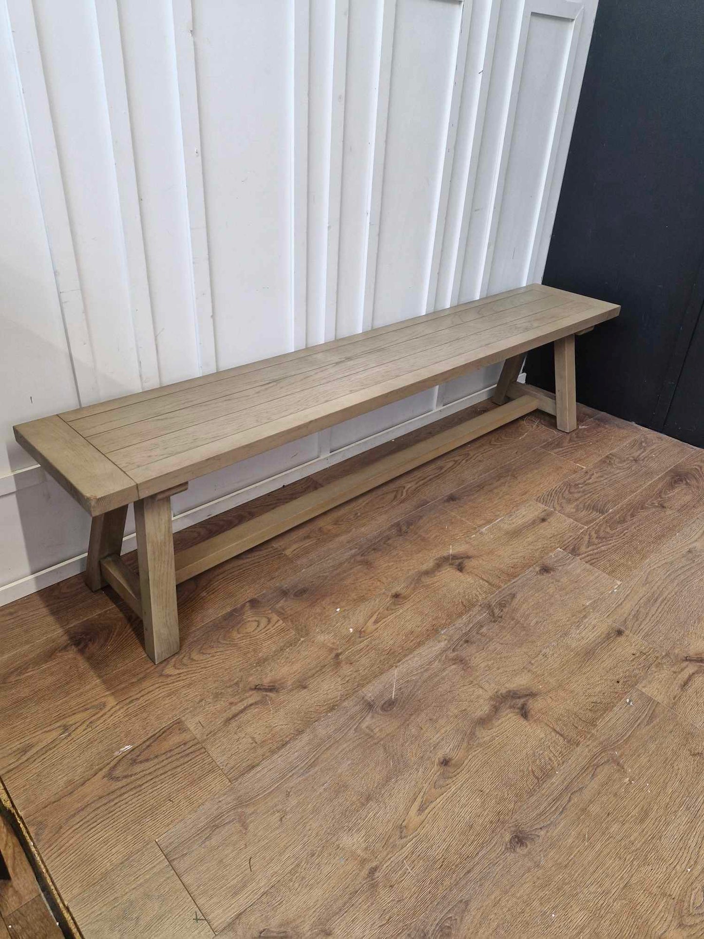 Extra Large Dining Bench Grey Washed Solid Oak, Cushion and Courier deposit