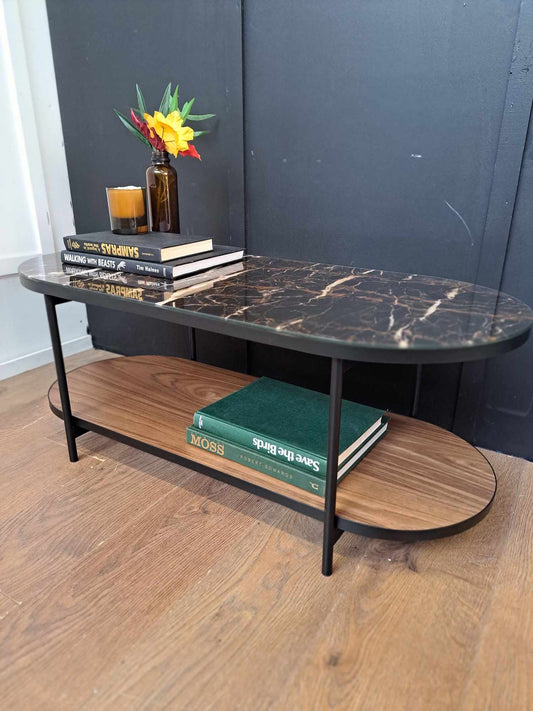 Marble Effect and Walnut Storage Coffee Table / La Redoute Gil RRP £475