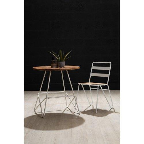 Industrial Style Dining Chair / White Metal and  Elm Wood / La Redoute Loft