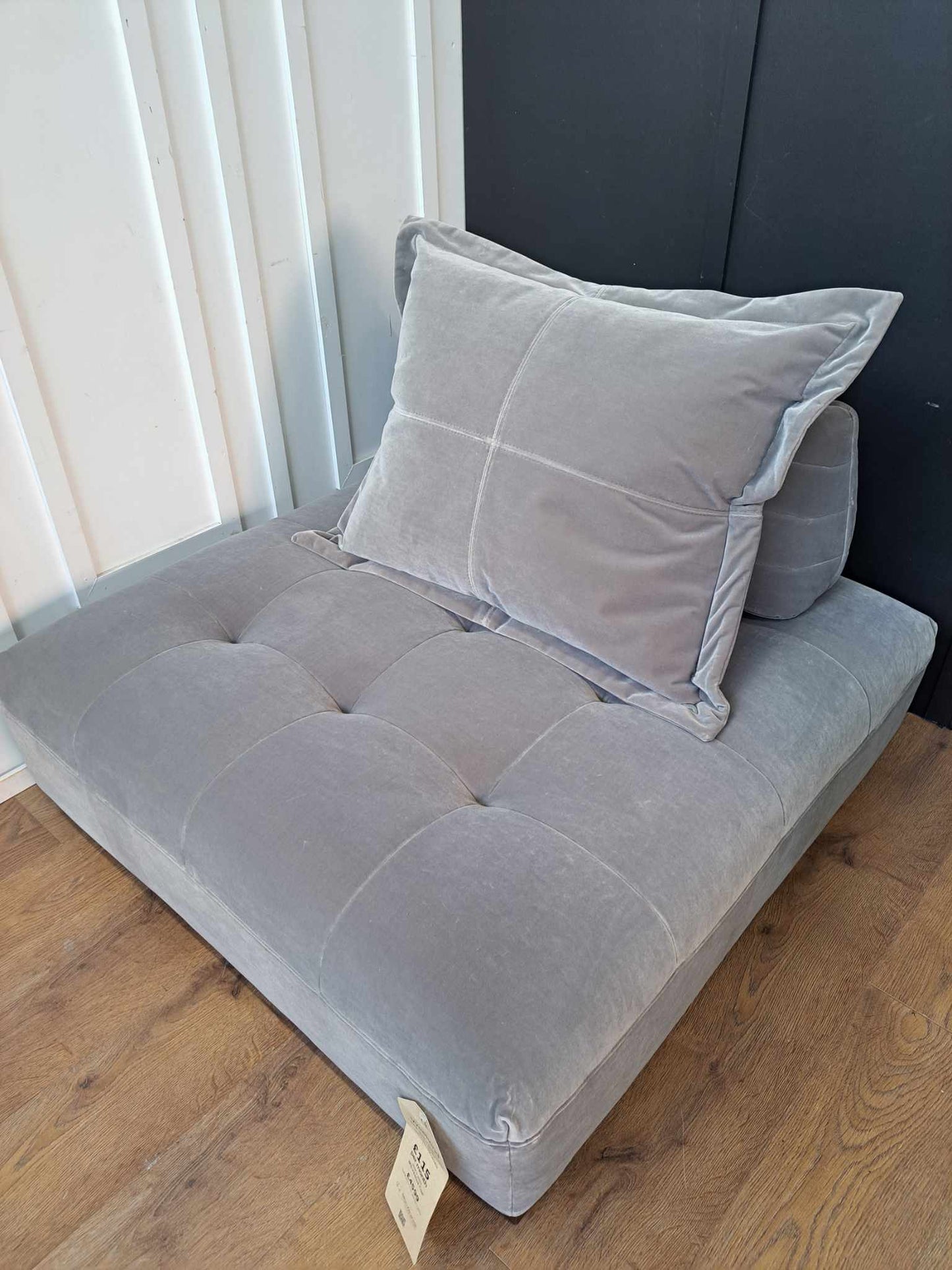 Lounge Chair Armless Grey Velvet / Sofology RRP £699