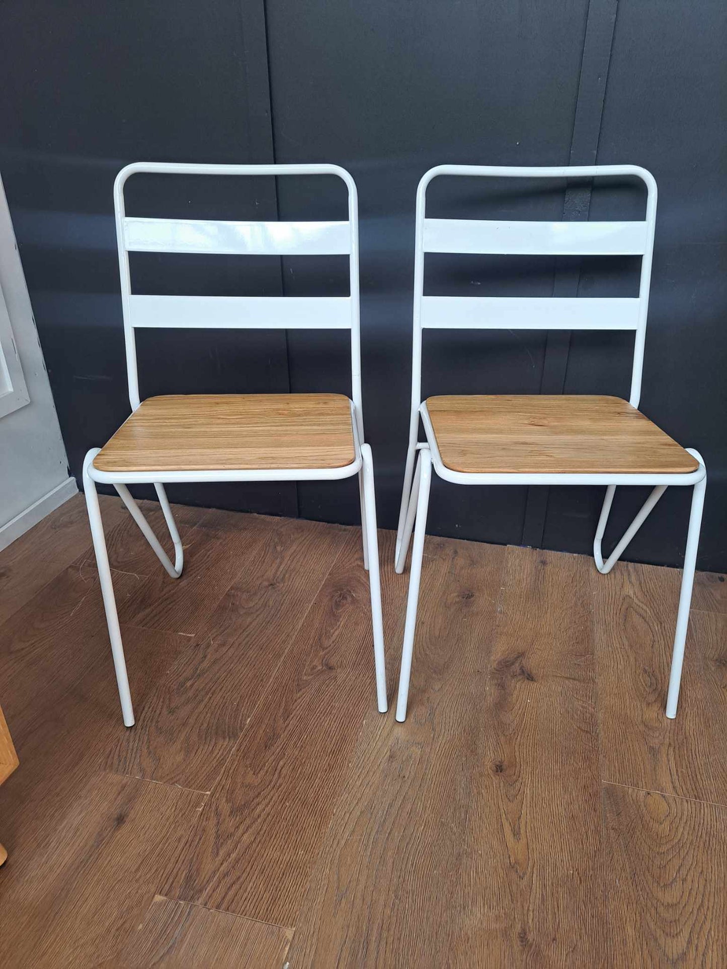 Industrial Style Dining Chair / White Metal and  Elm Wood / La Redoute Loft