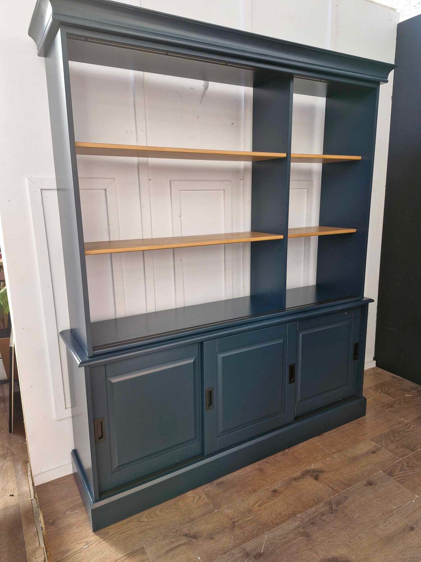 Large Cabinet Dresser Charcoal Grey Blue and Wood / La Redoute Poiret RRP £1199