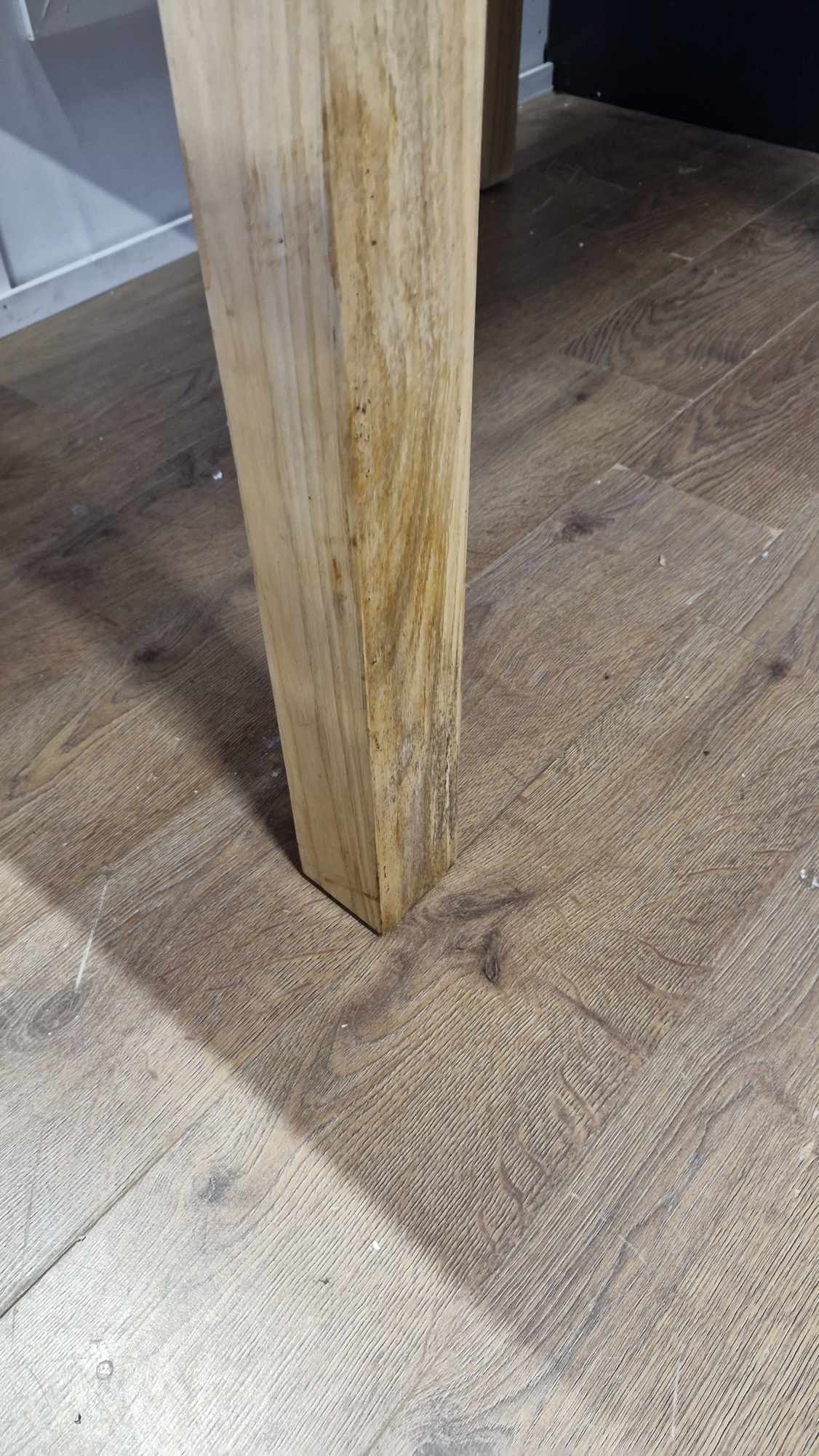 Solid Oak and Black Glass Extending Dining Table