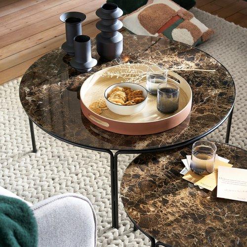 Round Brown Marble Effect Coffee Table / La Redoute Chici