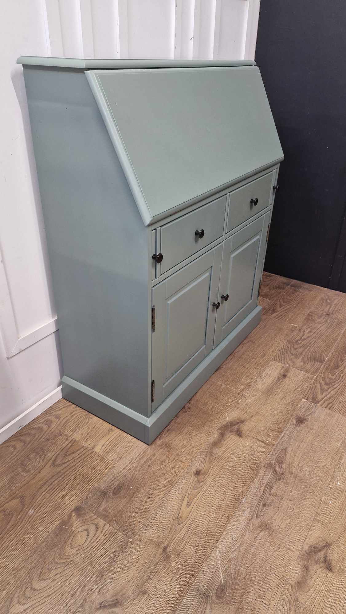 Bureau Secretary Desk Sage Green Grey with Storage / La Redoute Betta RRP £599