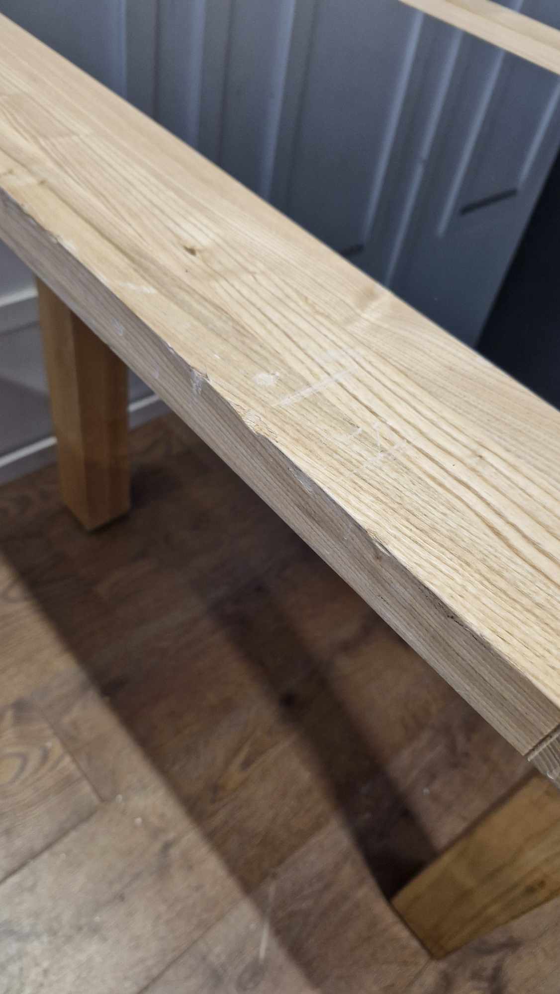 Solid Oak and Black Glass Extending Dining Table