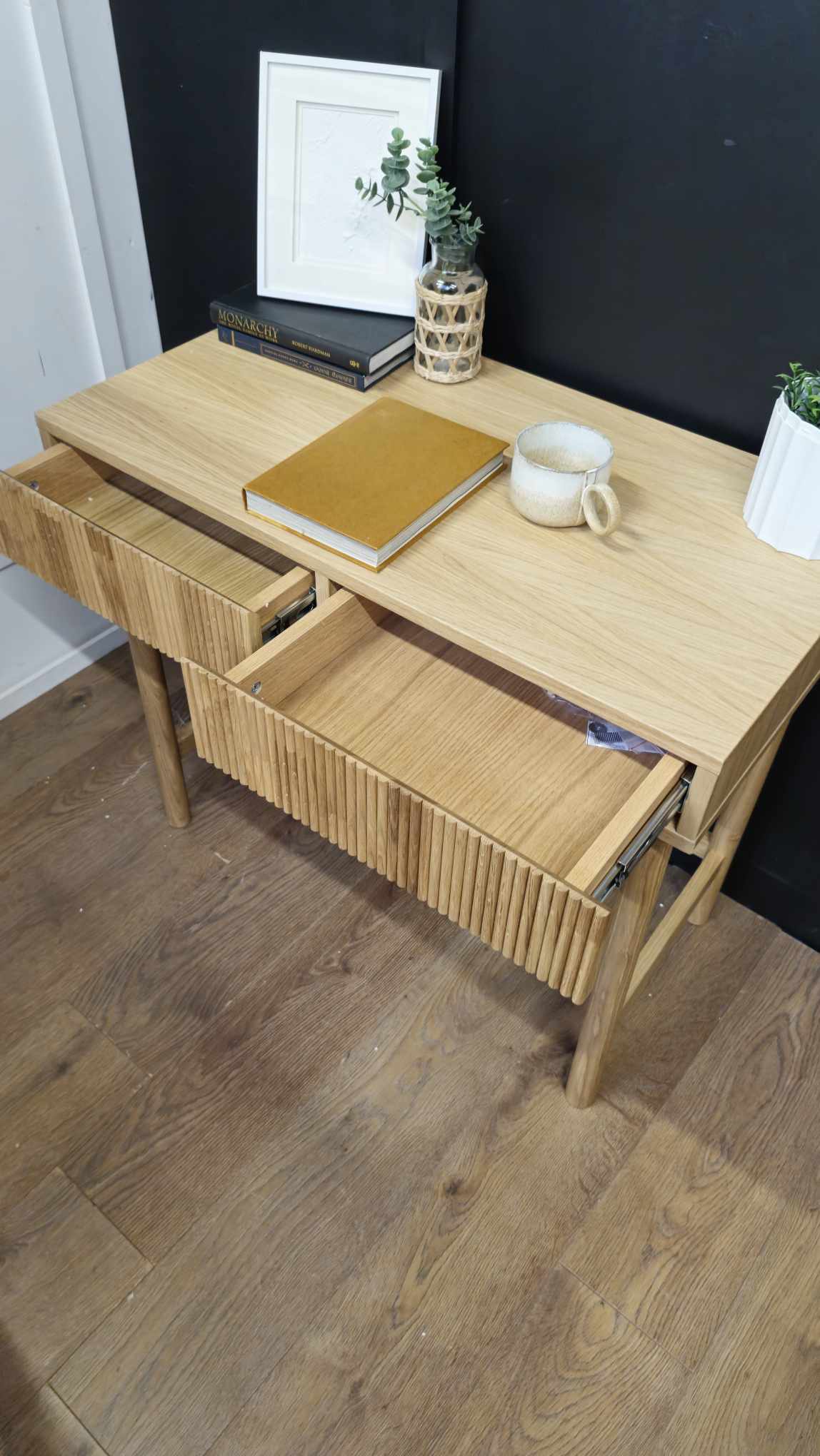 Oak 2-Drawer Groove Wood Desk / La Redoute Pilpao RRP £525