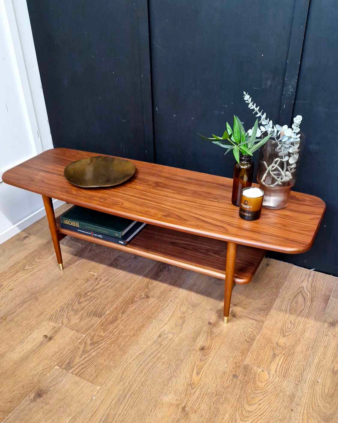 Vintage Style Walnut Coffee Table with Storage / La Redoute Watford RRP £299