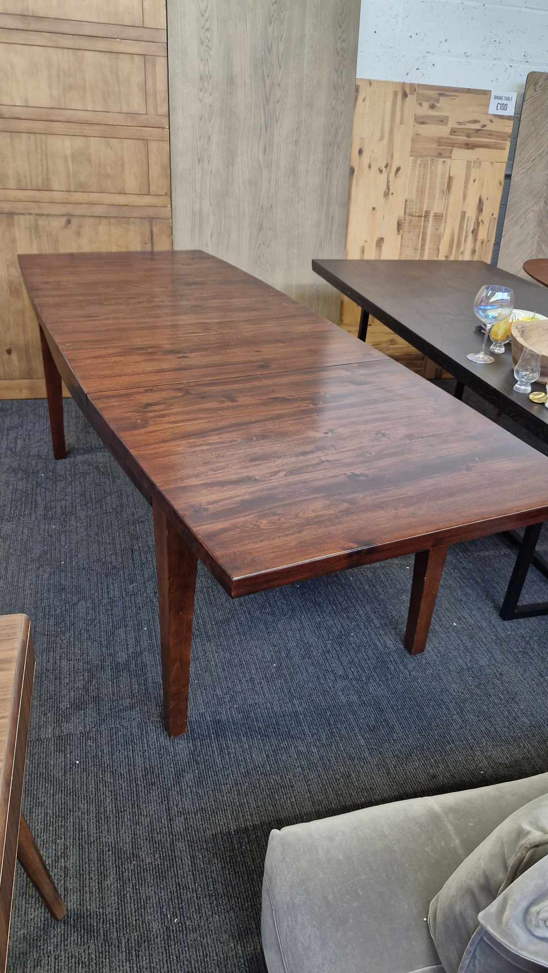 Dark Solid Wood Dining Table Extra Large