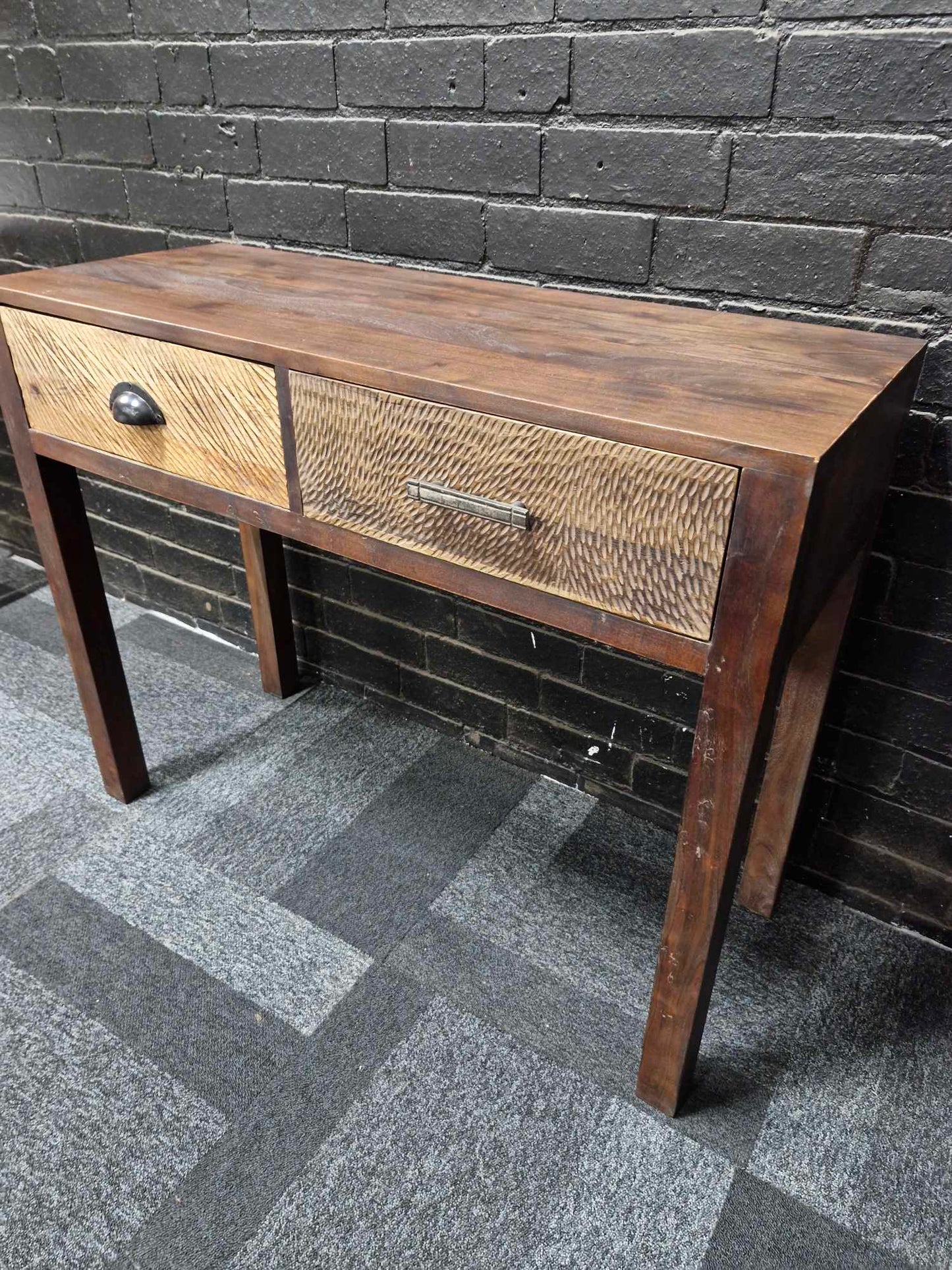 Solid Mango Wood Console Table with storage Drawers