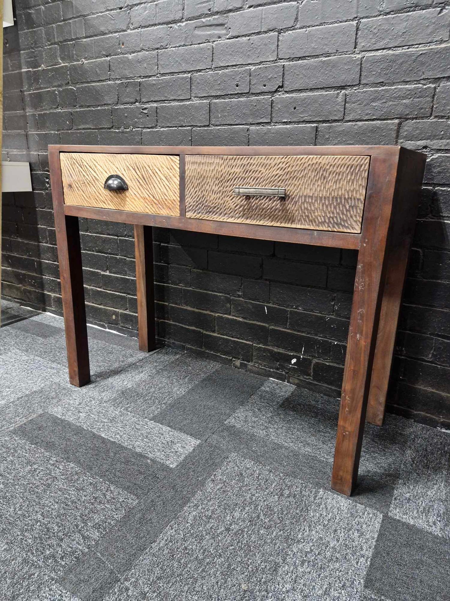 Solid Mango Wood Console Table with storage Drawers