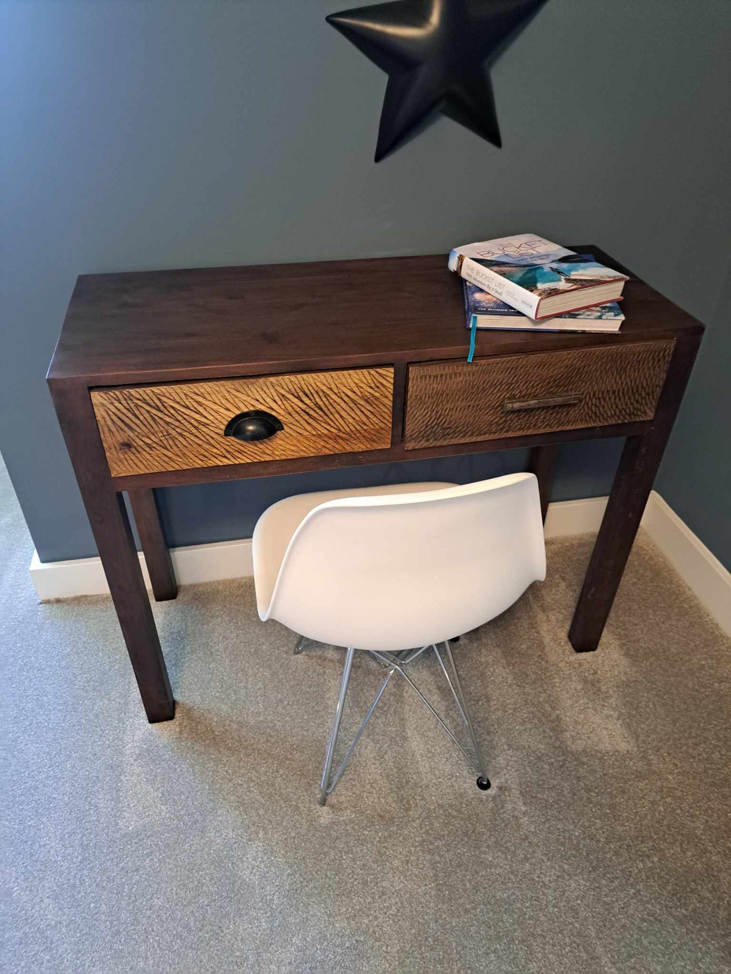 Solid Mango Wood Console Table with storage Drawers