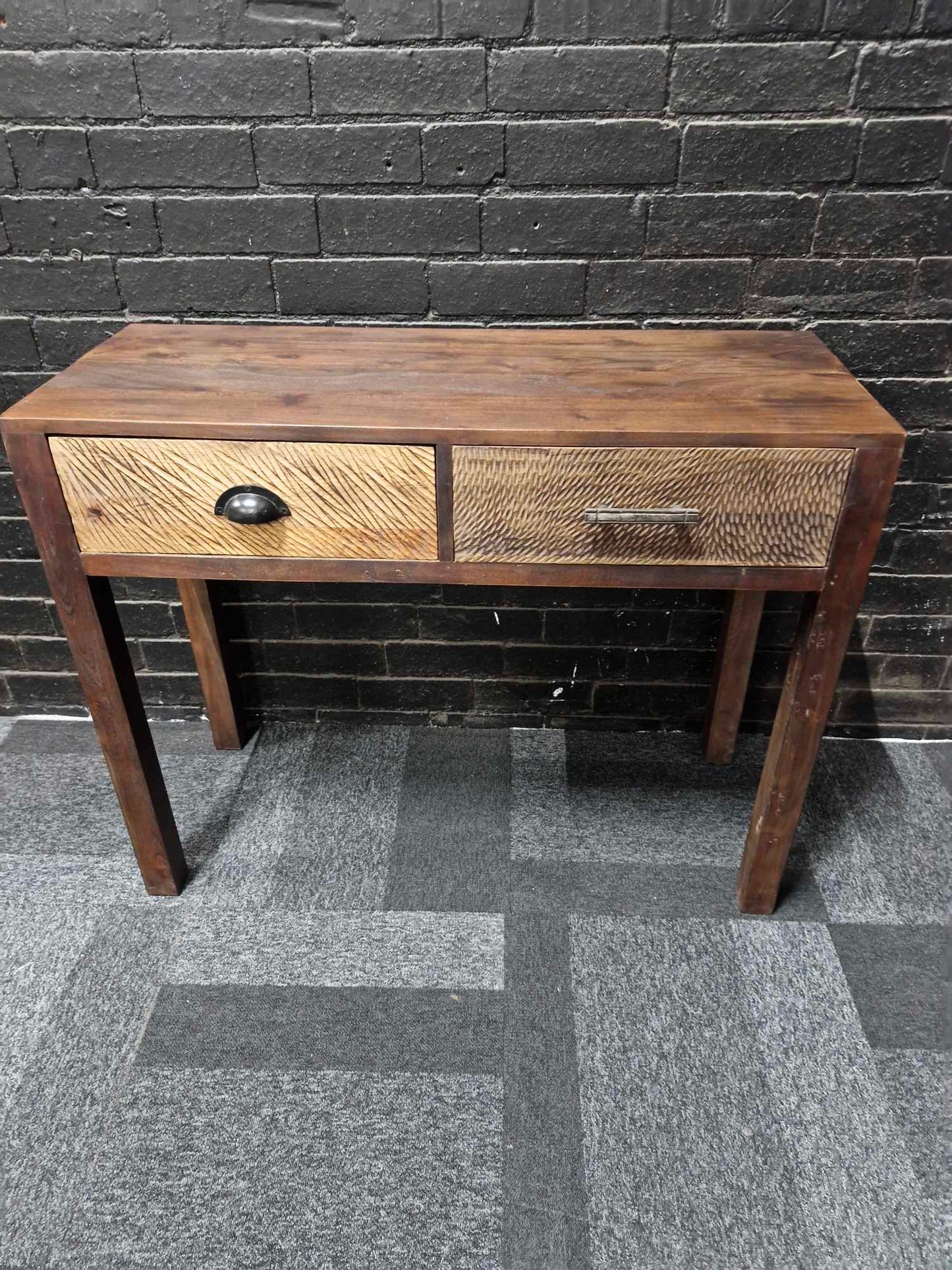 Solid Mango Wood Console Table with storage Drawers