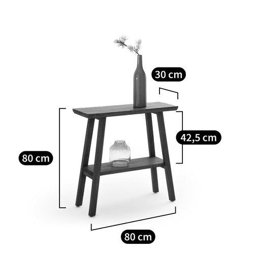 Solid Wood Console Table with storage shelf / Elm Wood