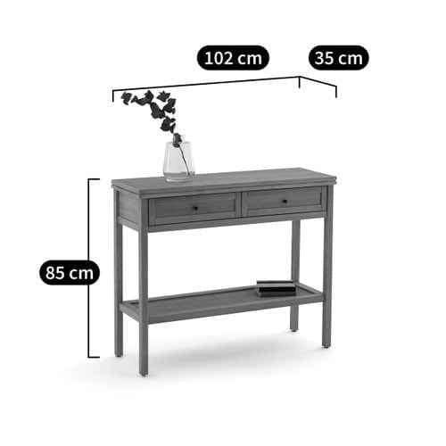 Console table with drawers and shelf, solid wood