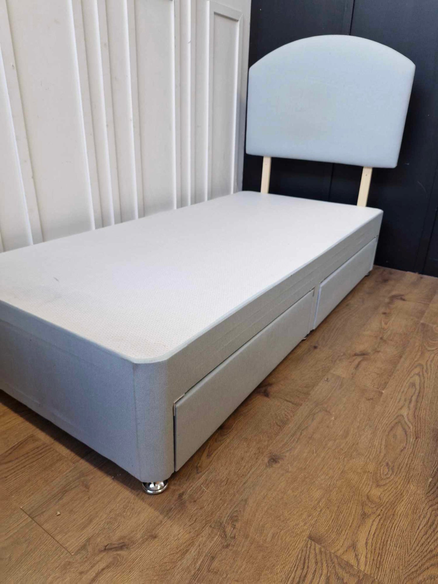 Single Divan with Storage base including headboard Pale Blue / Silentnight John Lewis