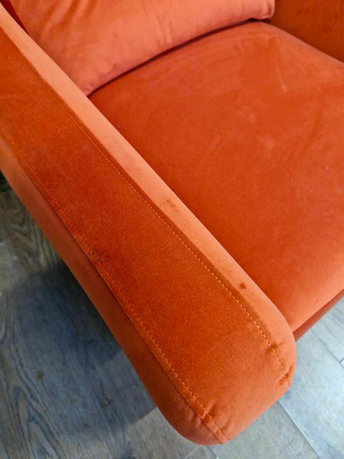 Velvet Burnt Orange Armchair RRP £750