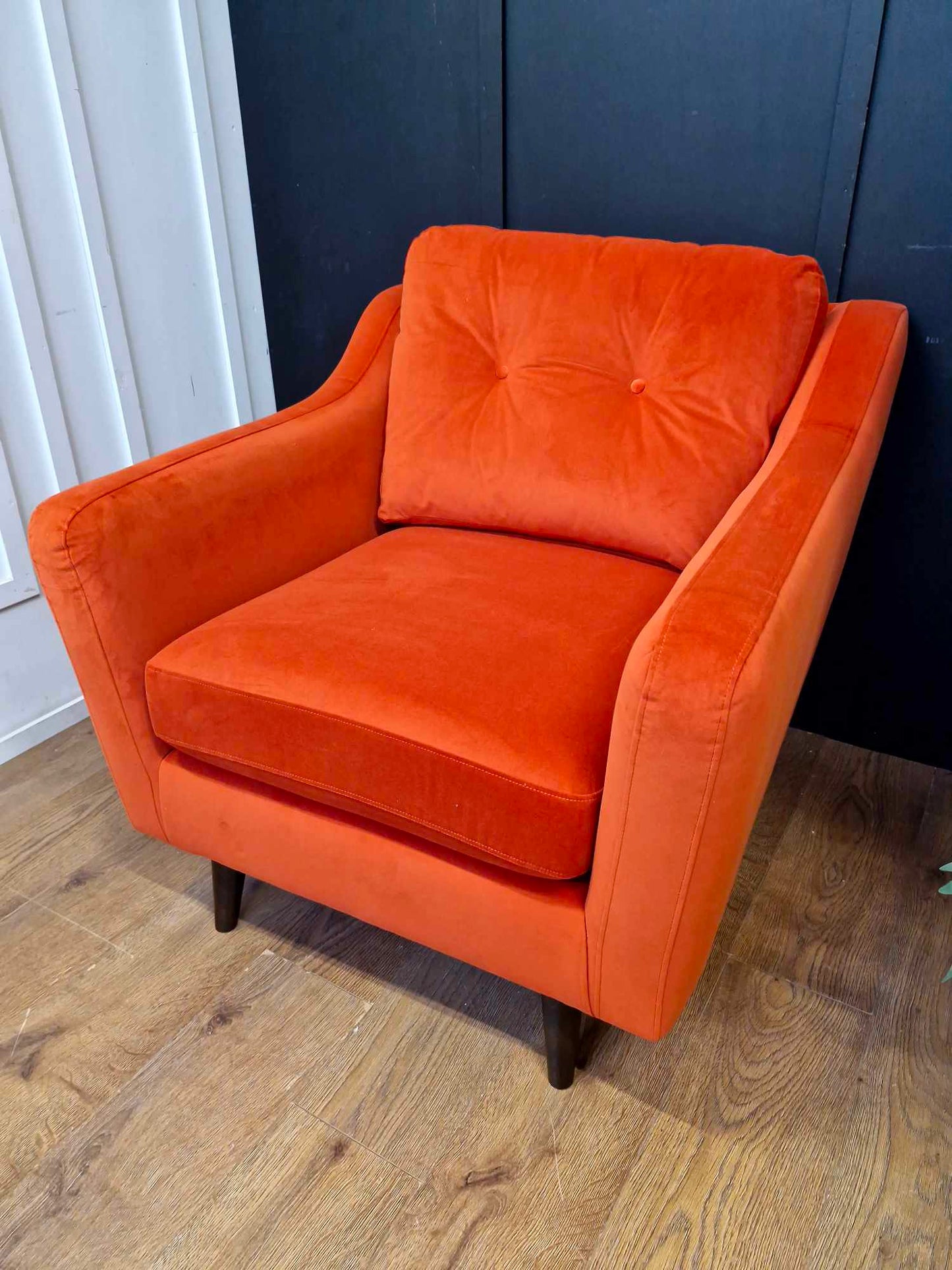 Velvet Burnt Orange Armchair RRP £750