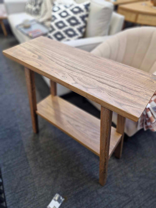 Solid Wood Console Table with storage shelf / Elm Wood