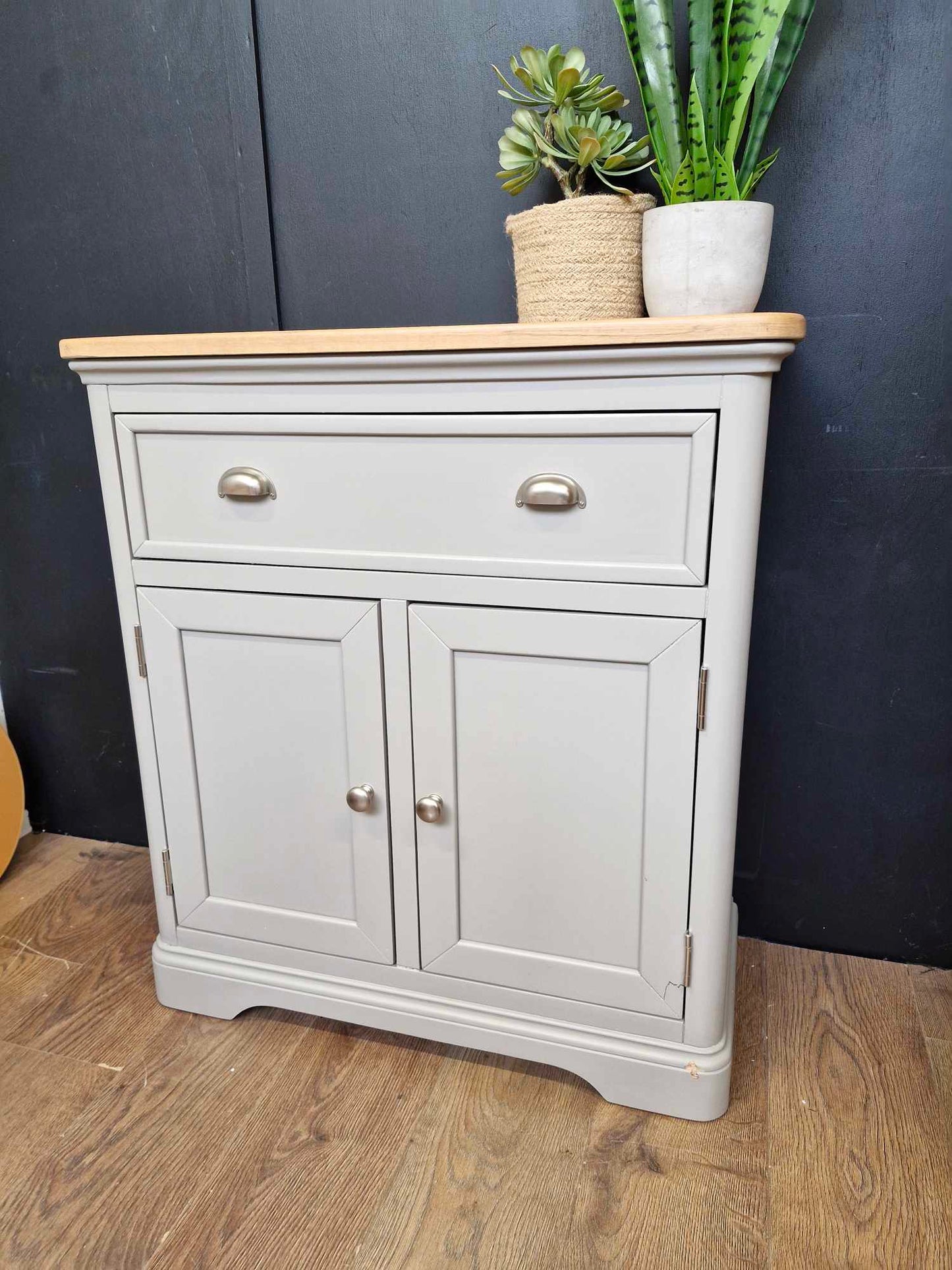 Grey and Oak Small Cabinet