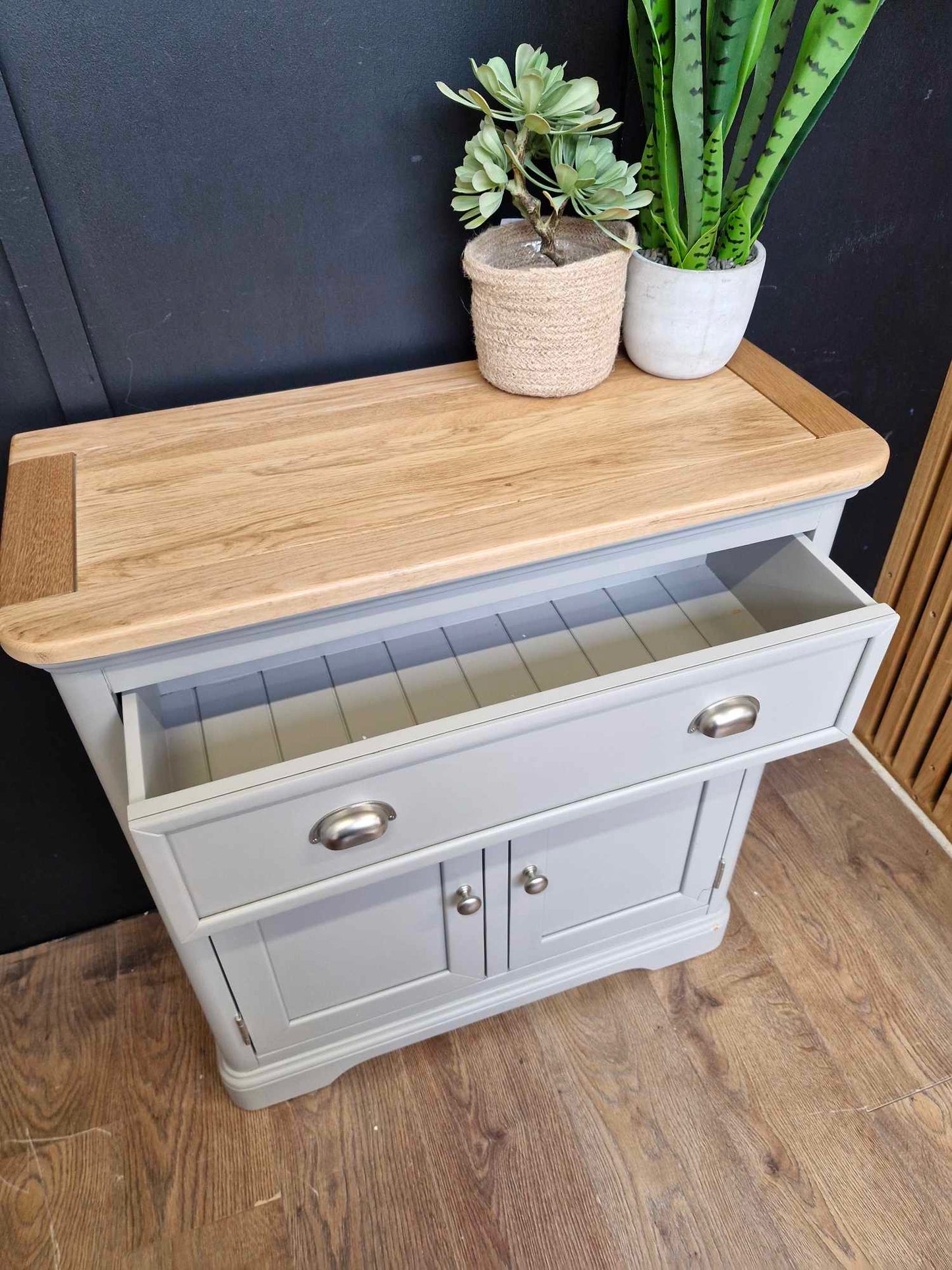 Grey and Oak Small Cabinet