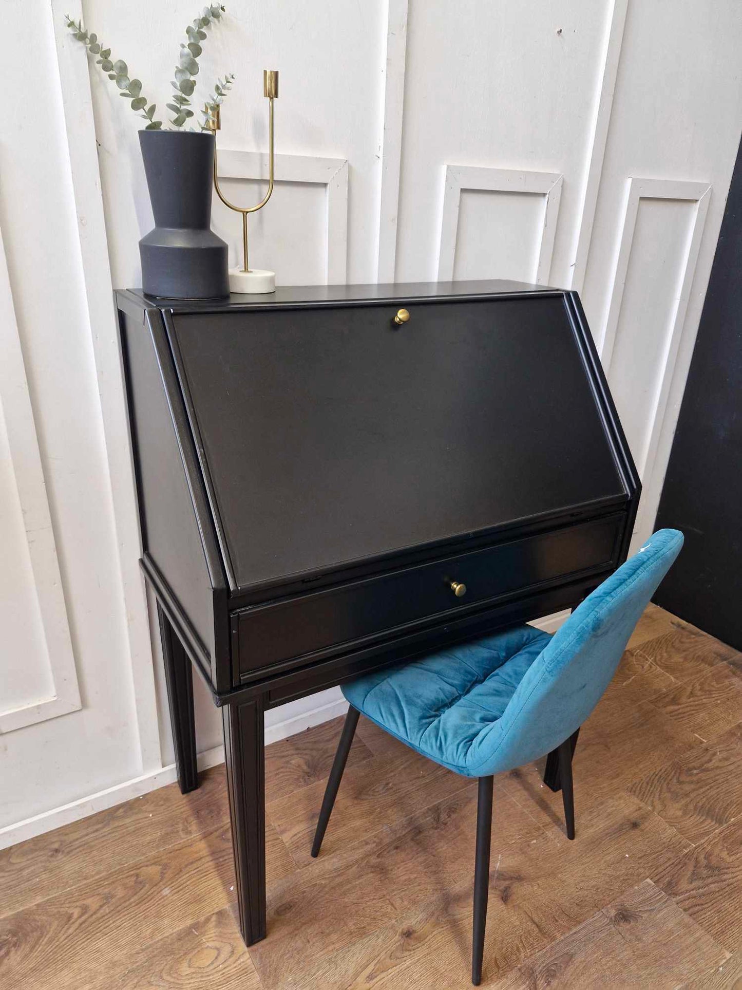 Black Bureau / Storage Cabinet with Desk