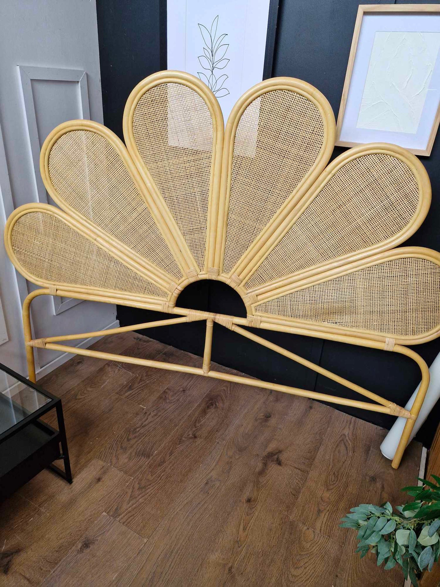 Vintage style KIng Rattan Headboard  / Sunburst Style La Redoute Flores