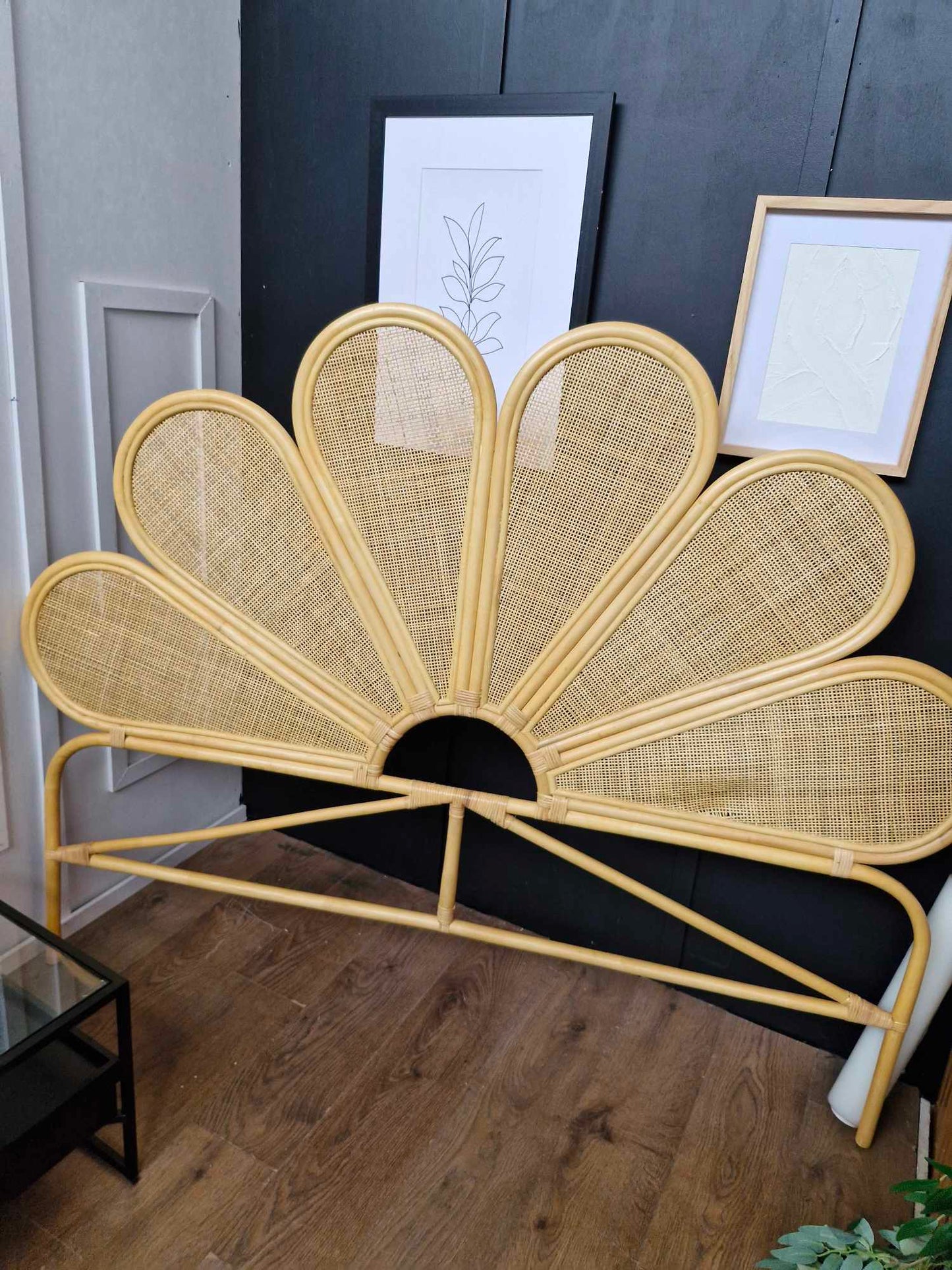 Vintage style KIng Rattan Headboard  / Sunburst Style La Redoute Flores