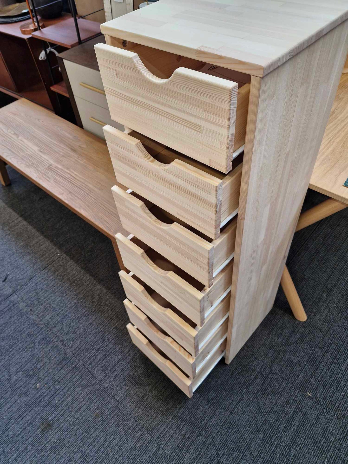Solid wood tallboy / Tall Storage unit with drawers