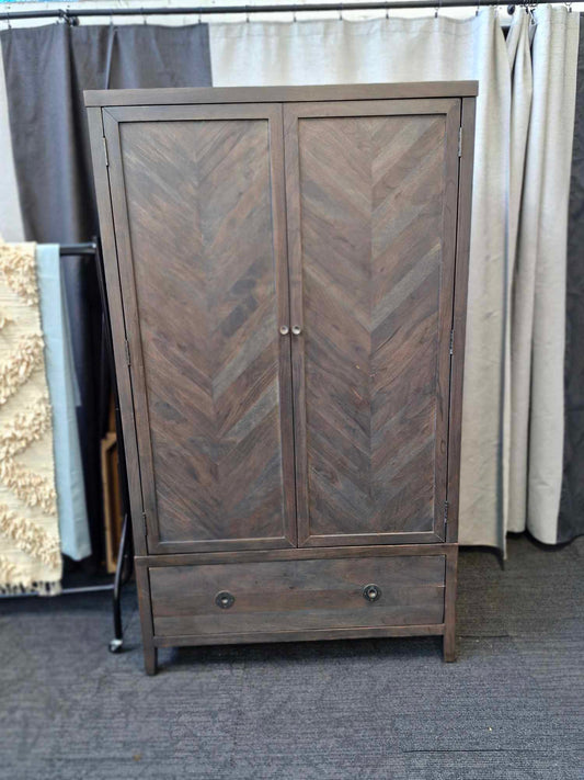 Double parquet pattern Wardrobe with drawer dark wood / John Lewis Padma