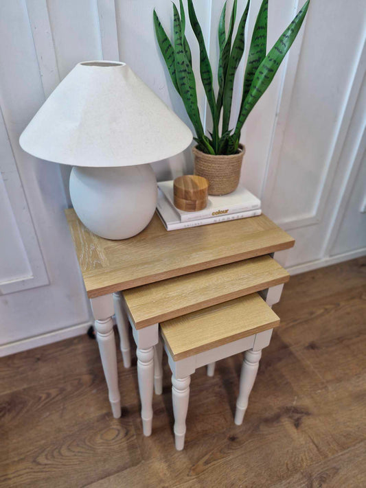 Nest of 3 tables, Oak and Cream /Foxmoor RRP £299