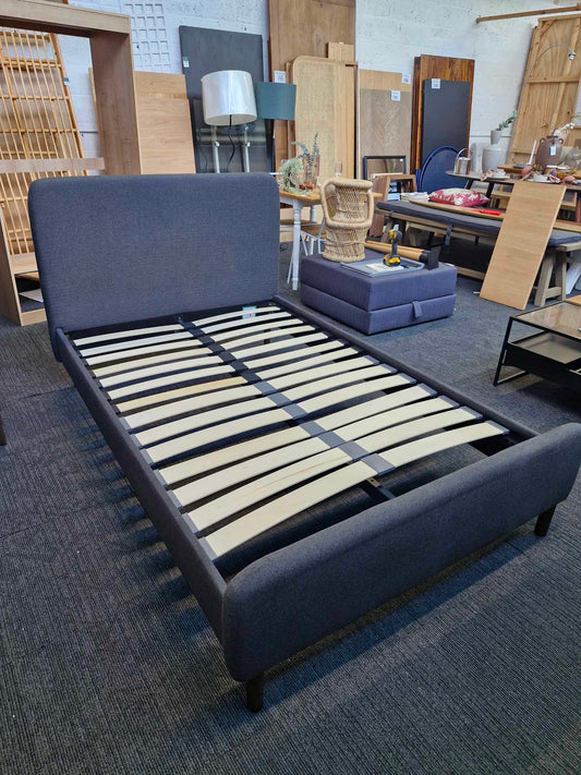 Small Double Dark Grey Bed / John Lewis Bonnie Brushed Tweed Charcoal