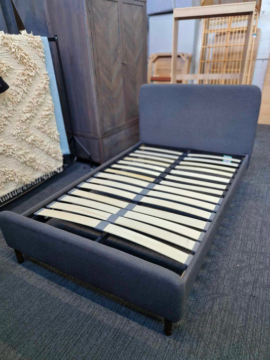 Small Double Dark Grey Bed / John Lewis Bonnie Brushed Tweed Charcoal