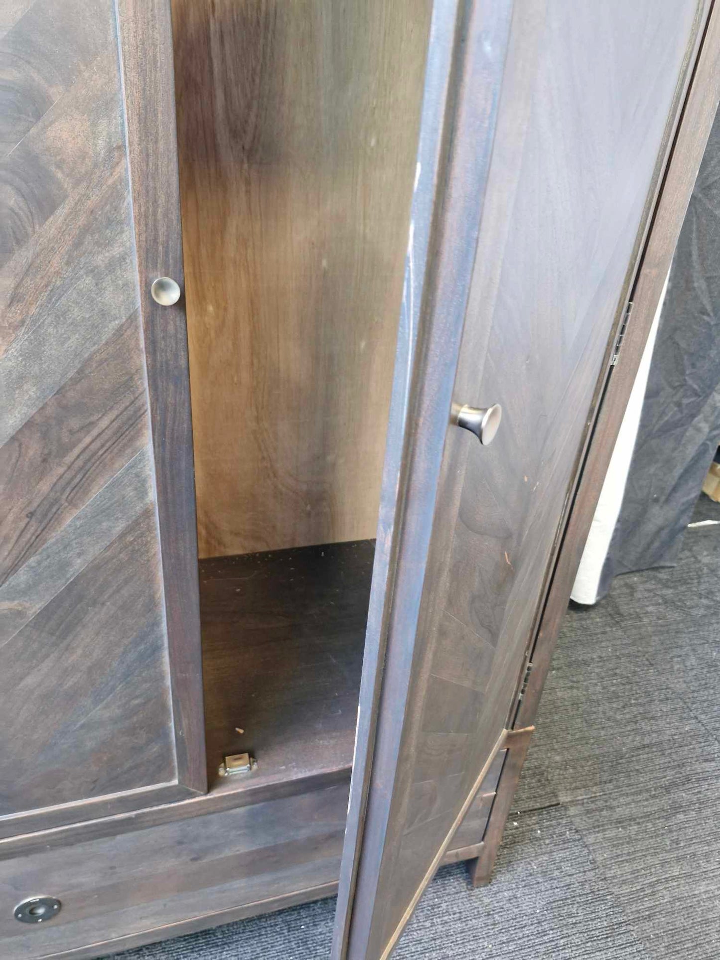 Double parquet pattern Wardrobe with drawer dark wood / John Lewis Padma